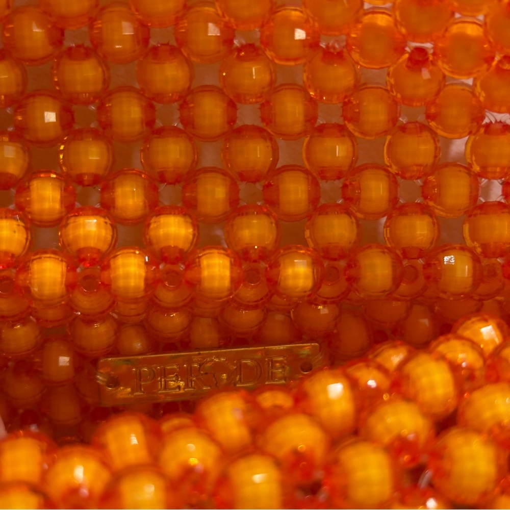 Perade Aniya Handcrafted In Nigeria Orange Glass Beaded Handbag - Picture 7 of 12